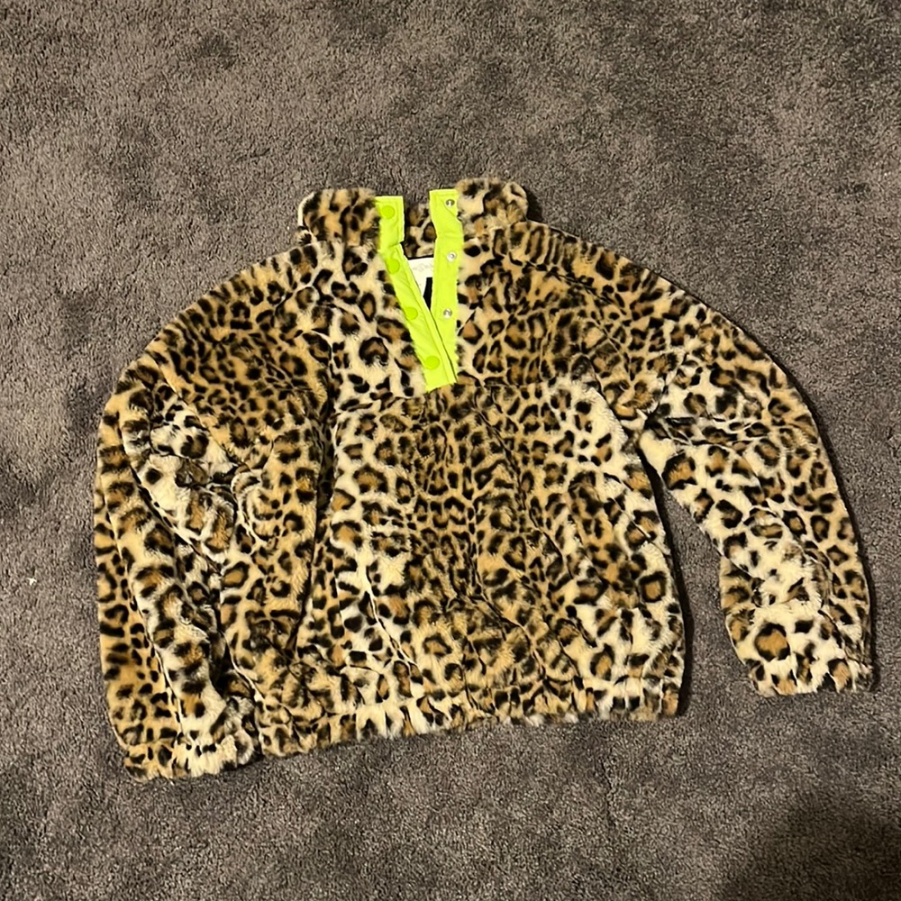 Kids Treasure & Bond Fluffy Cheetah Print Snap Button Shirt, Girls Size 10-12